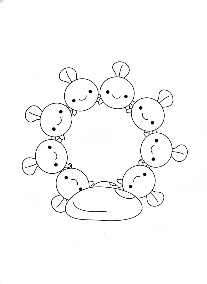 Cheerful Tadpoles Coloring Page for Kids