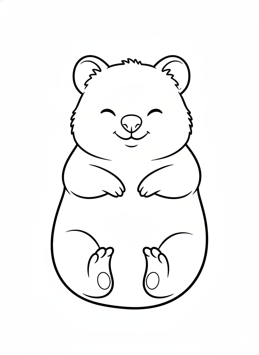 Cute Sleeping Quokka Coloring Page for Kids