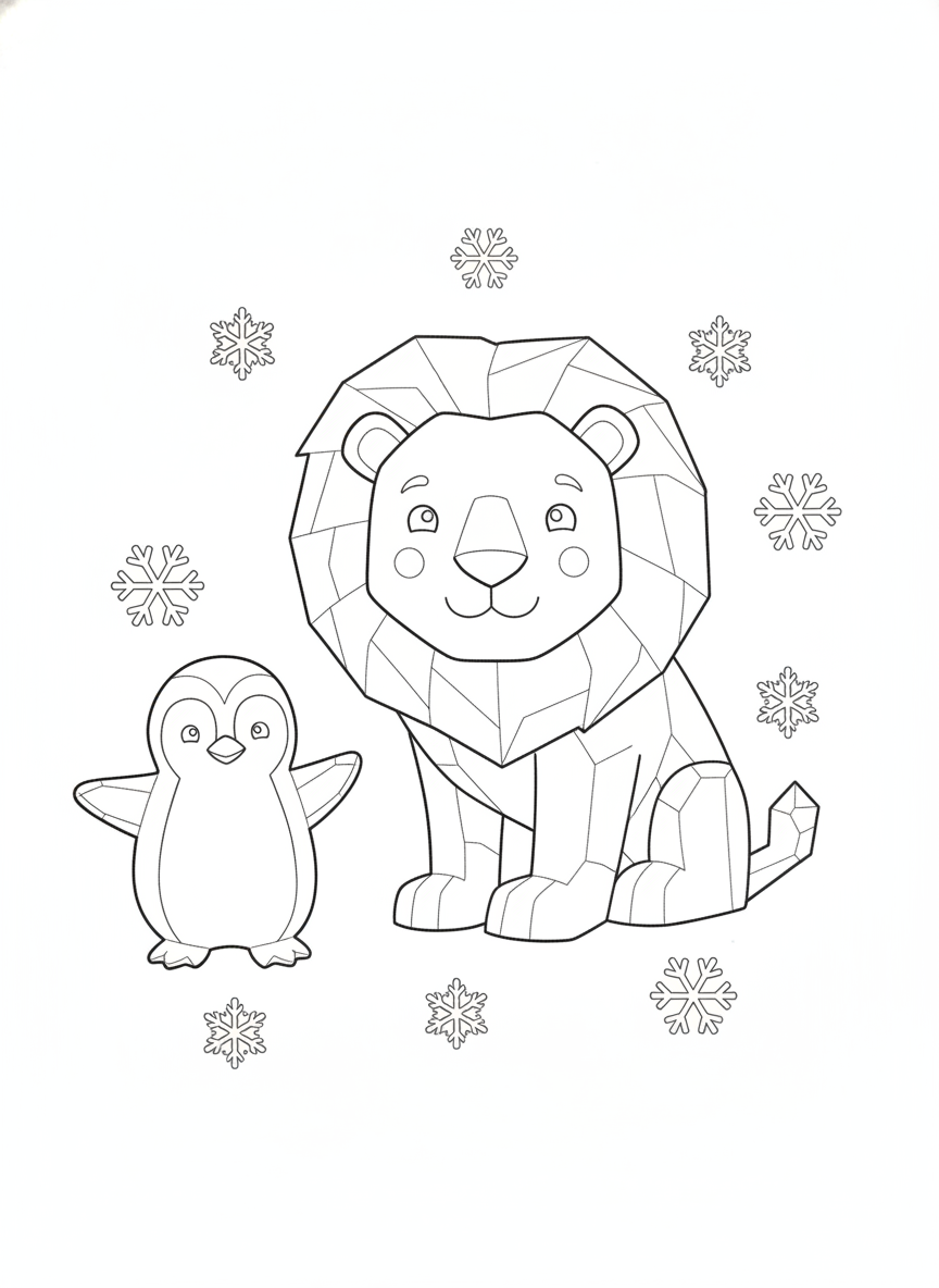Whimsical Ice Sculpture Zoo Coloring Page for Kids