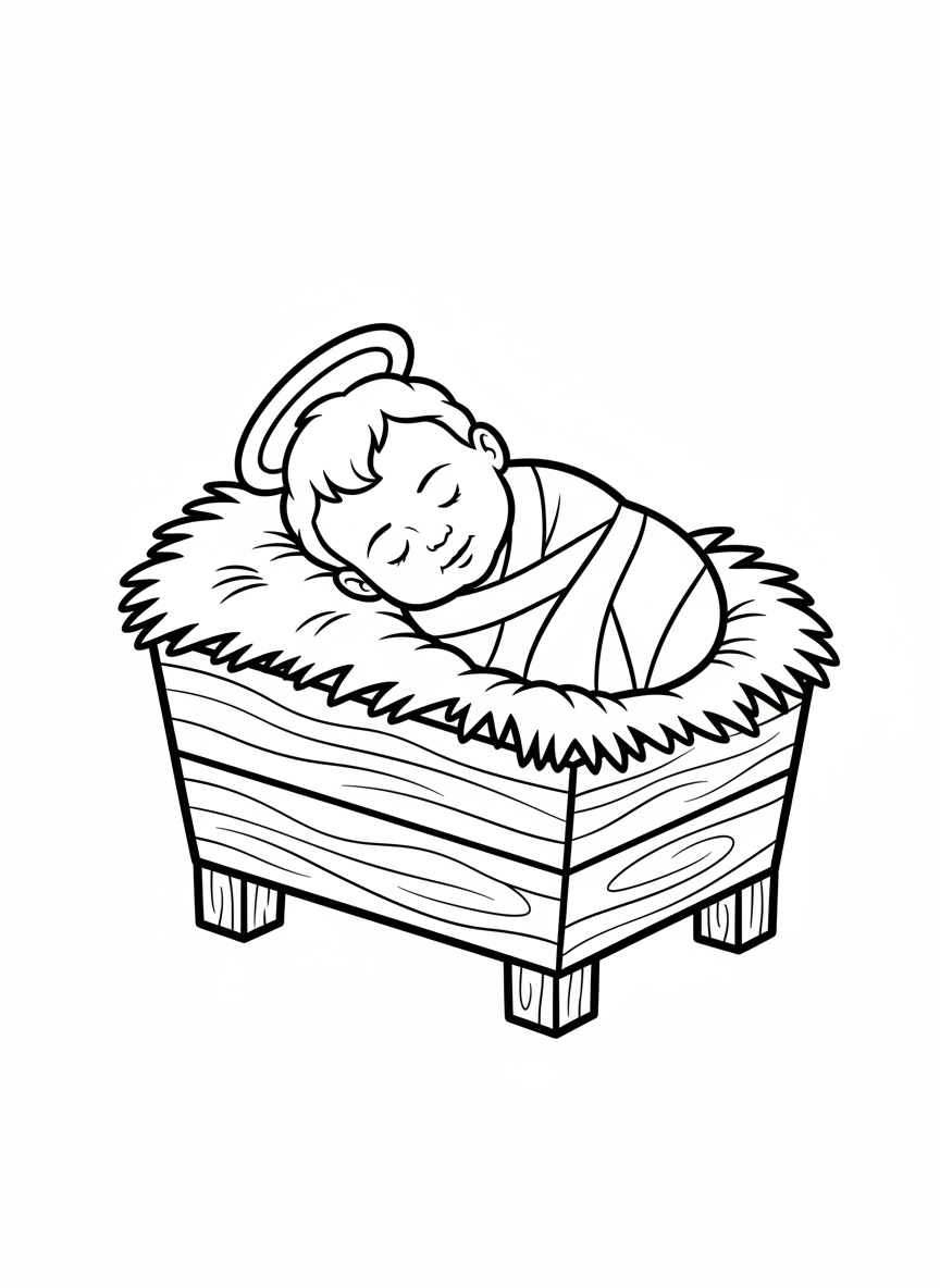 Baby Jesus in Manger Coloring Page