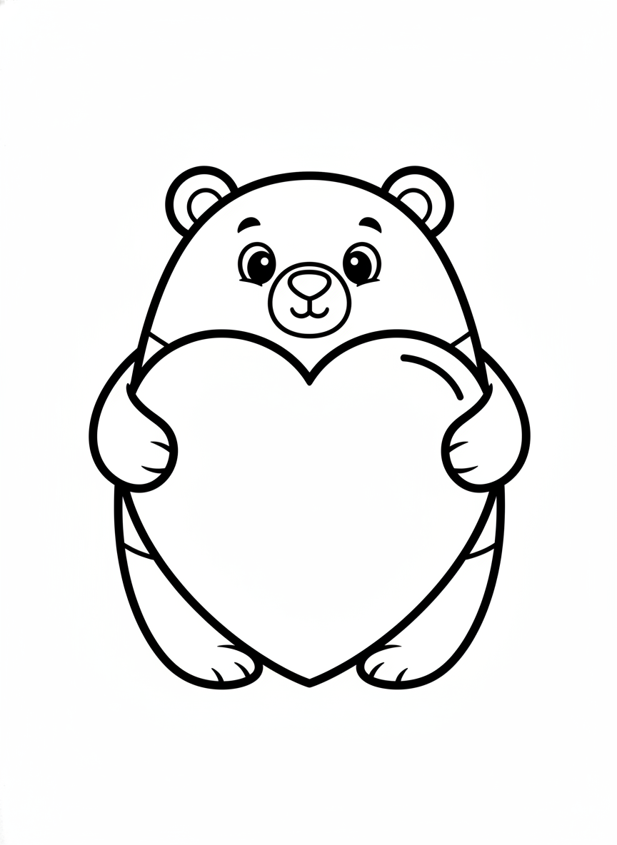 Bear Hugs for Valentine's Coloring Page