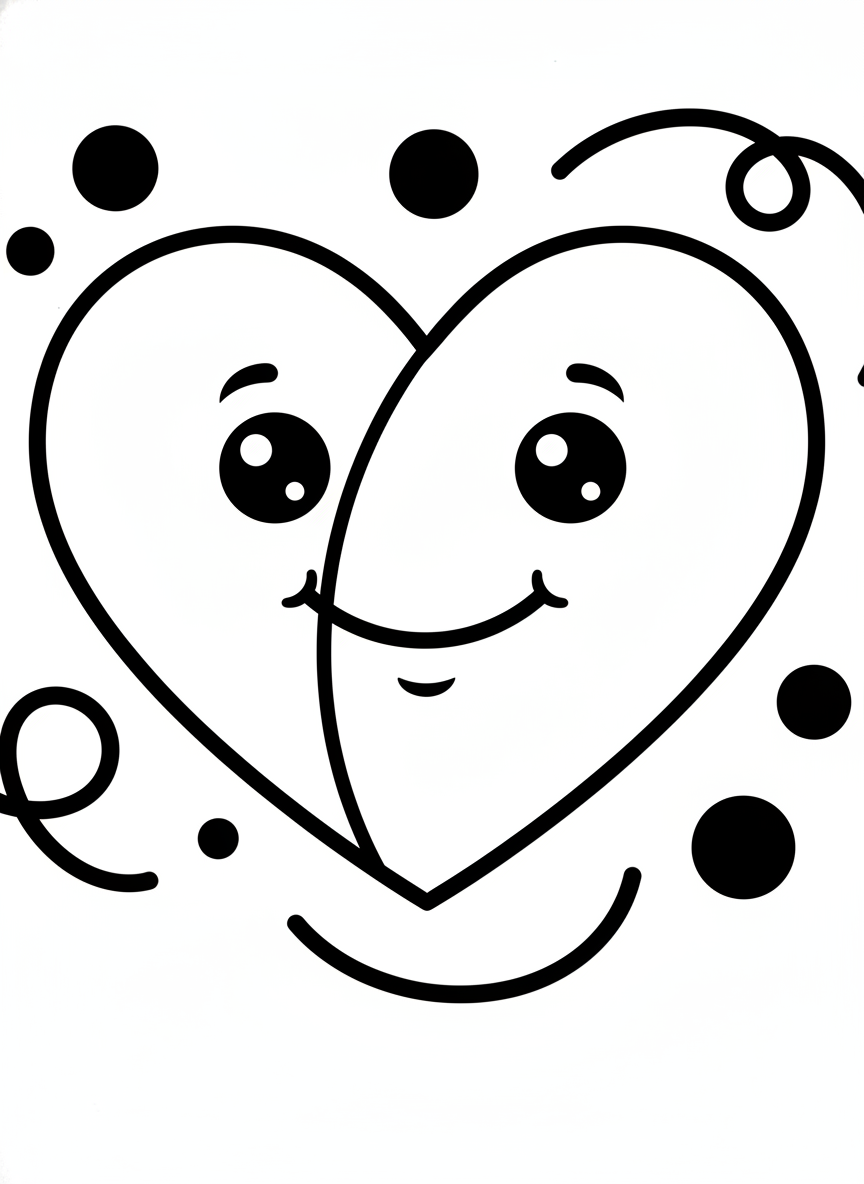 Big Friendly Valentine Heart Coloring Page