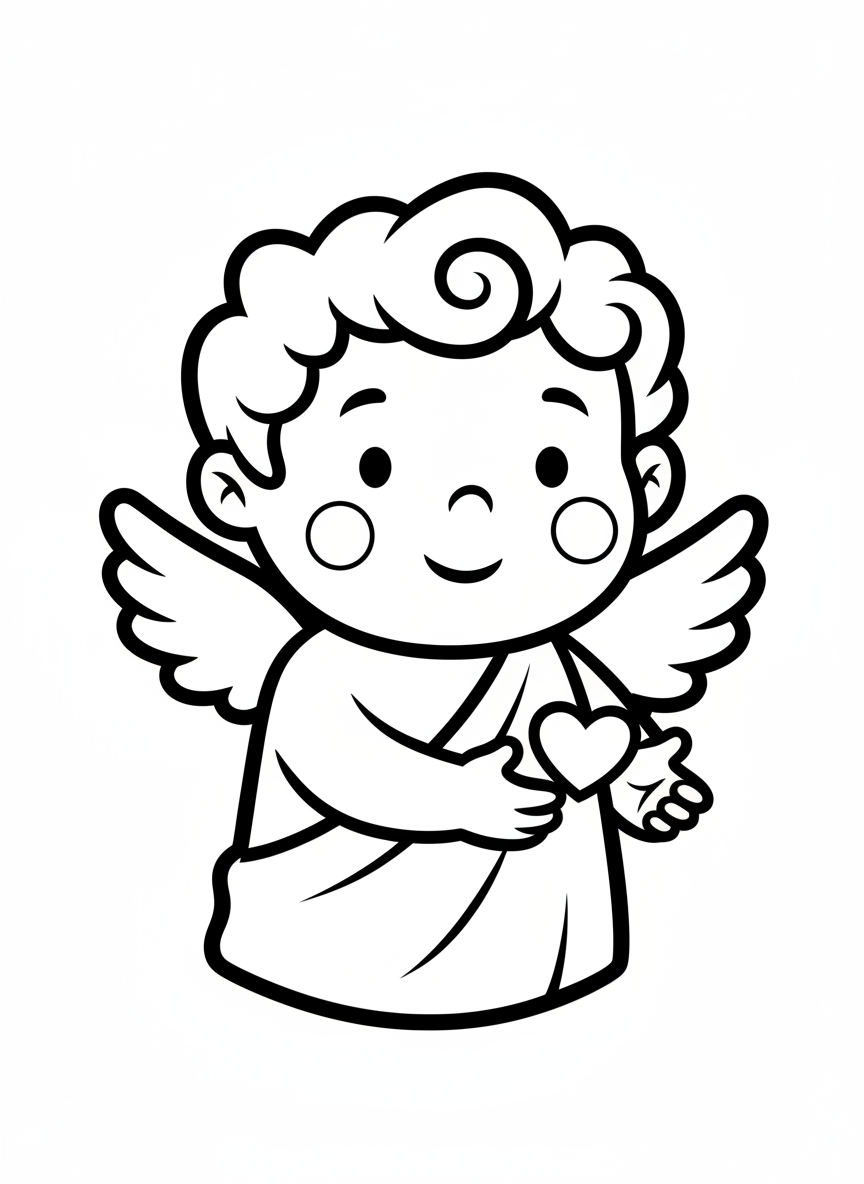 Cute Cupid Cherub Coloring Page for Kids