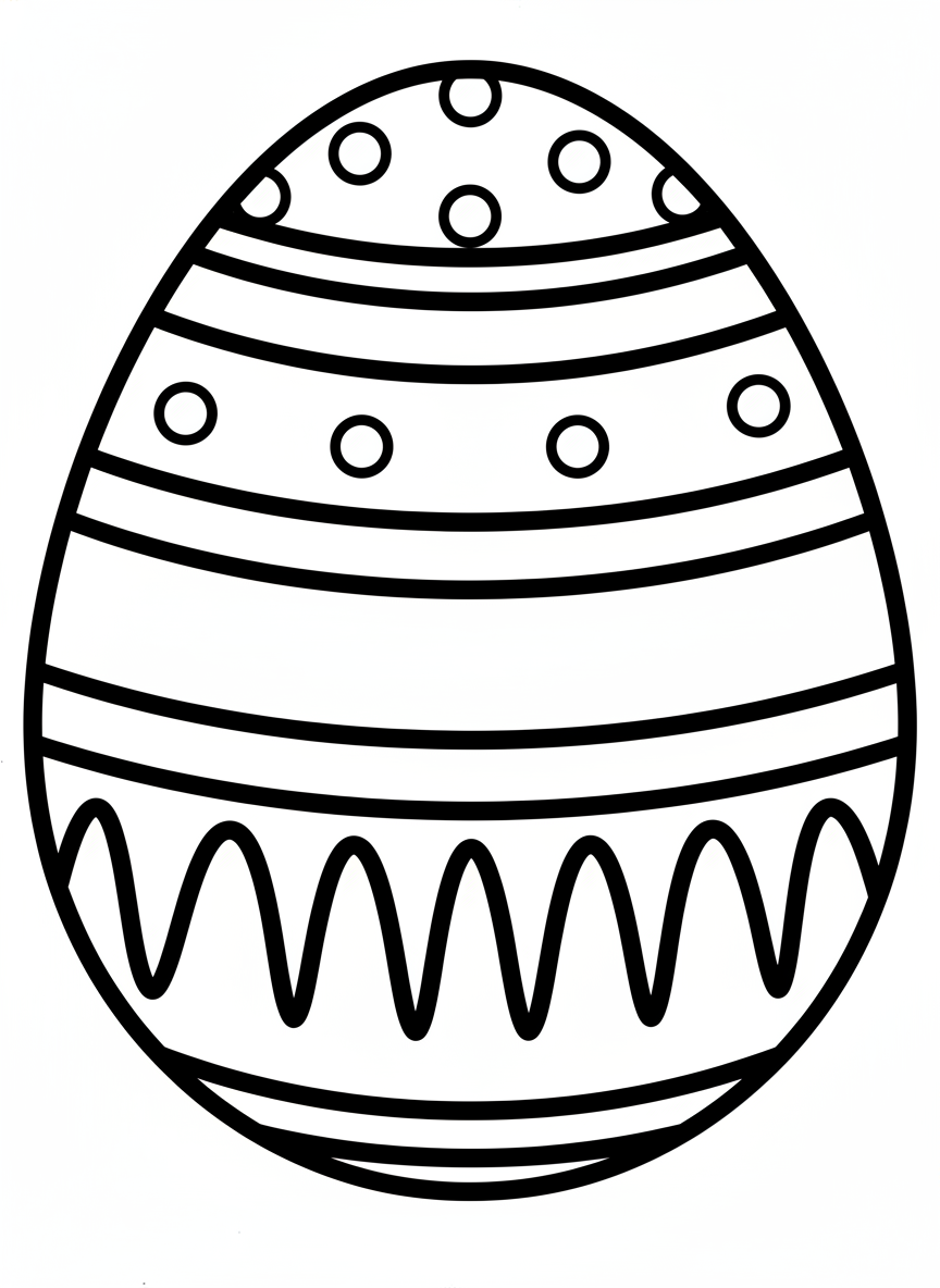 Cute Easter Egg Coloring Page for Kids