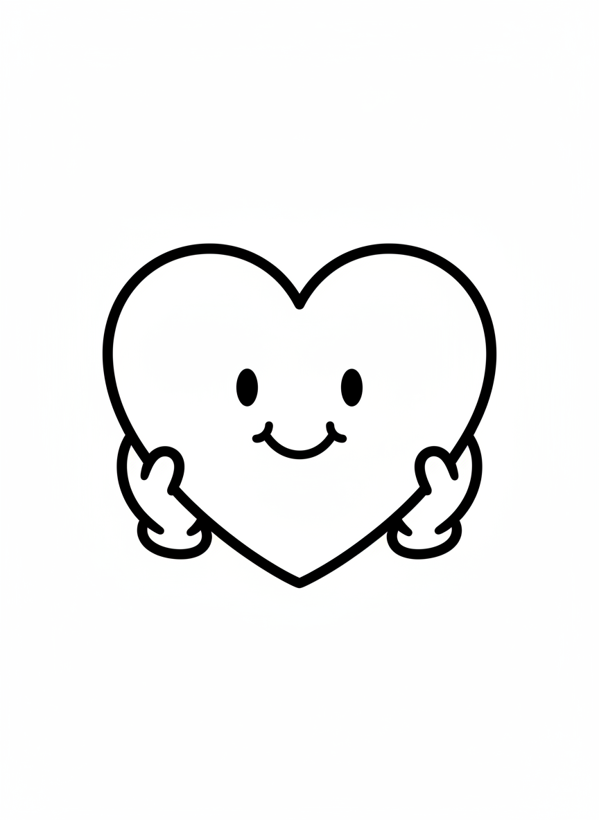 Cute Heart Greeting Card Coloring Page for Kids