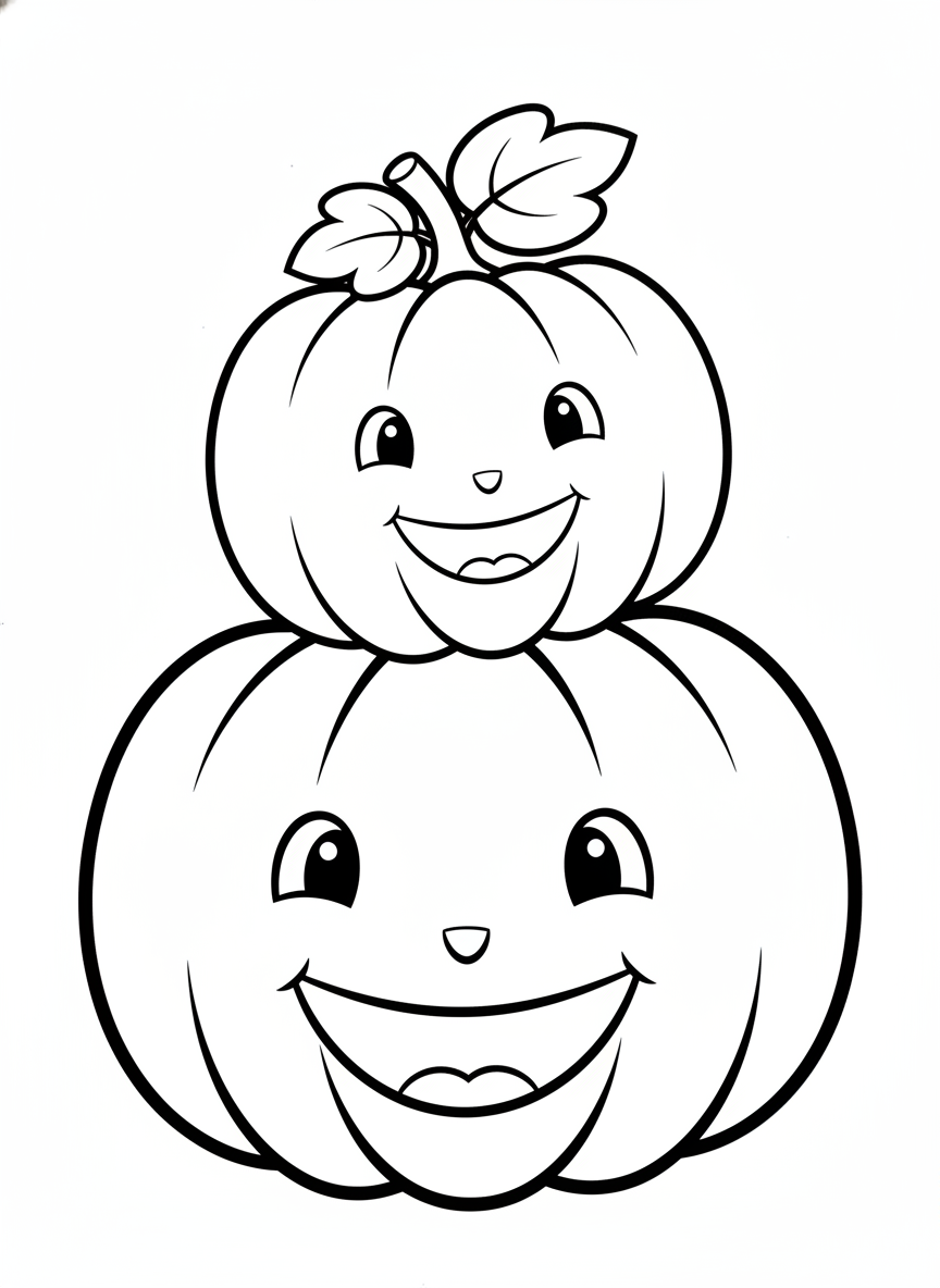Cute Pumpkin Stack Coloring Page for Kids