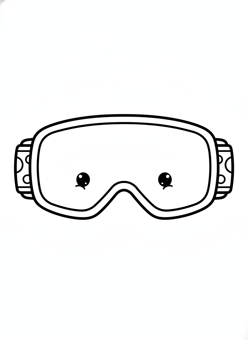 Cute Snow Goggle Coloring Page for Kids