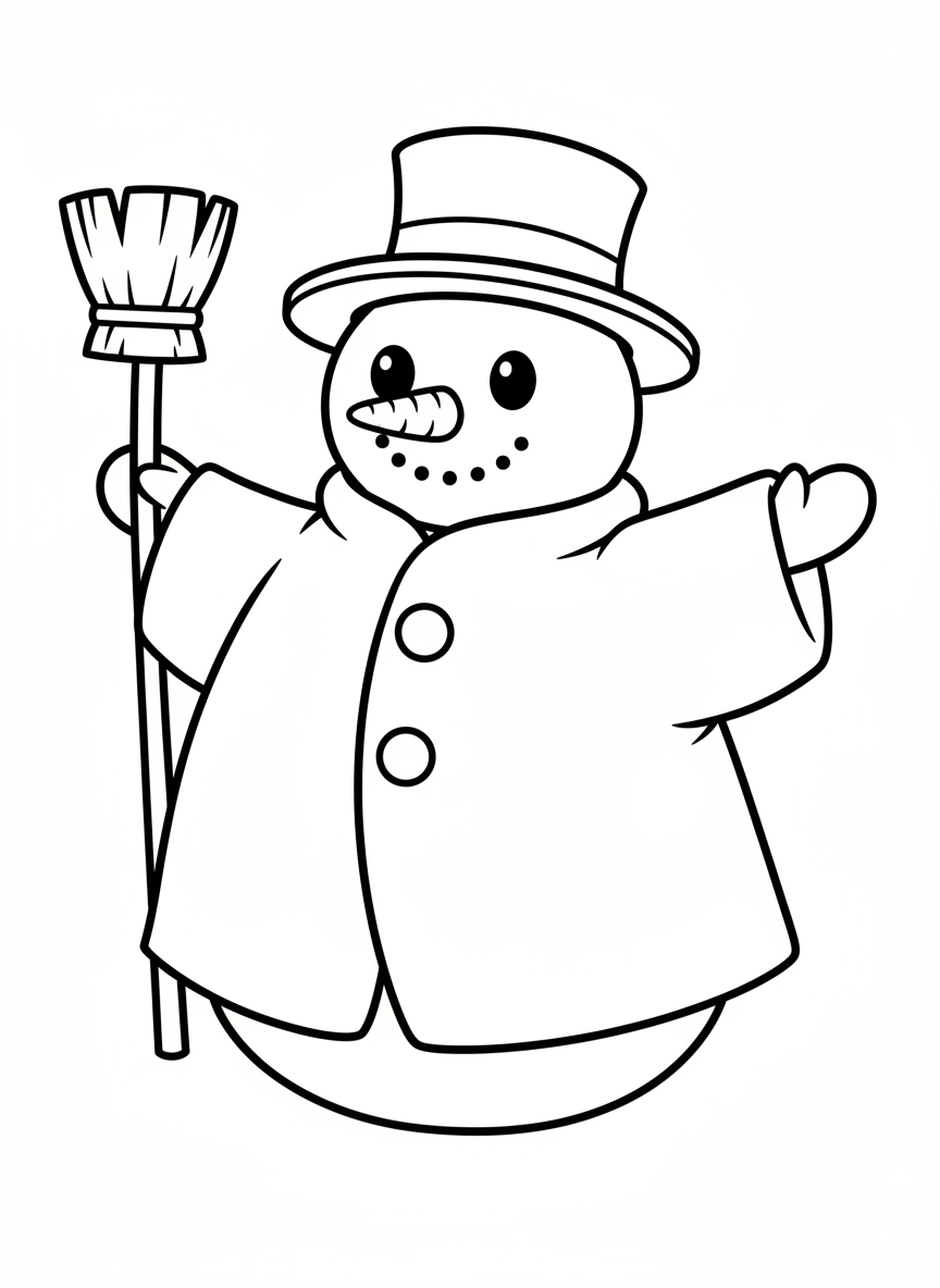 Cute Snowman Coloring Page for Kids