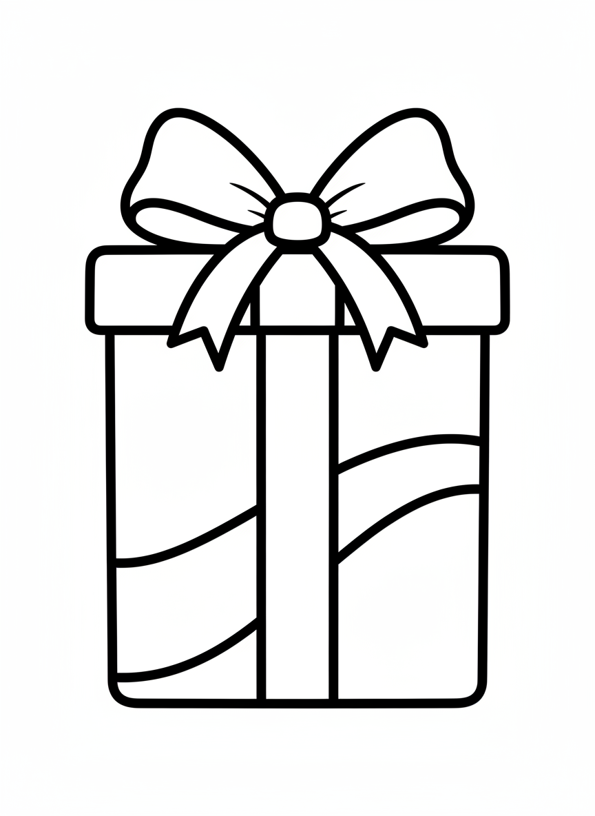 Easy Birthday Gift Box Coloring Page