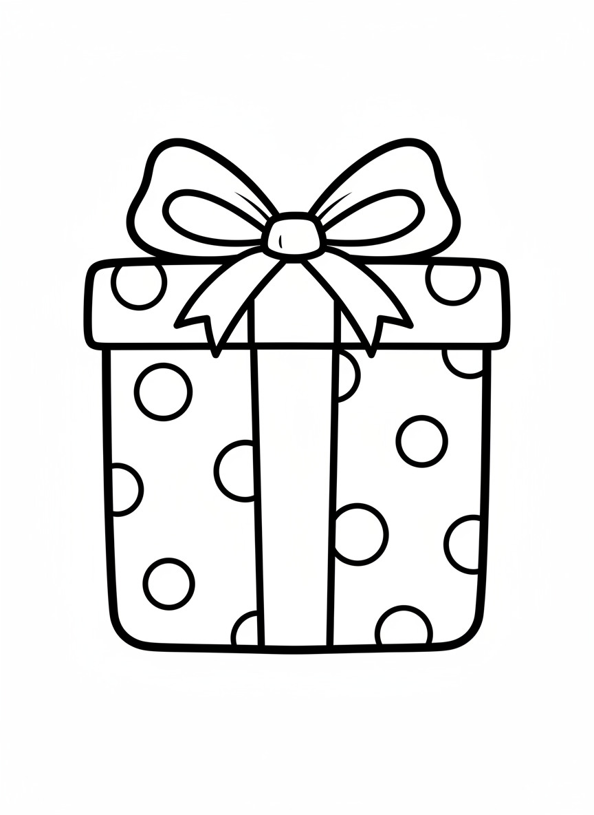 Easy Gift Box Coloring Page for Kids