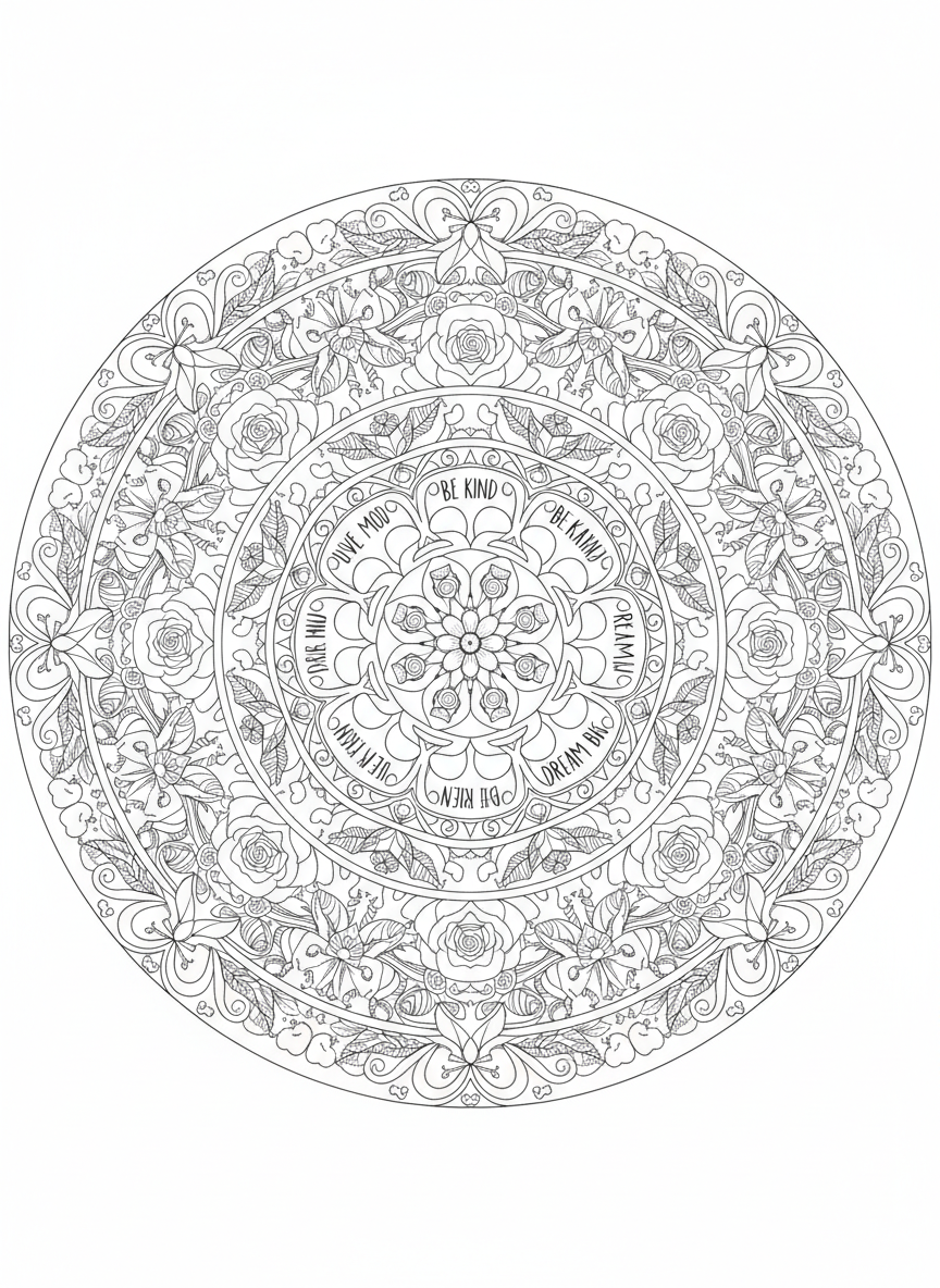 Elaborate Floral Mandala Coloring Page for Mom