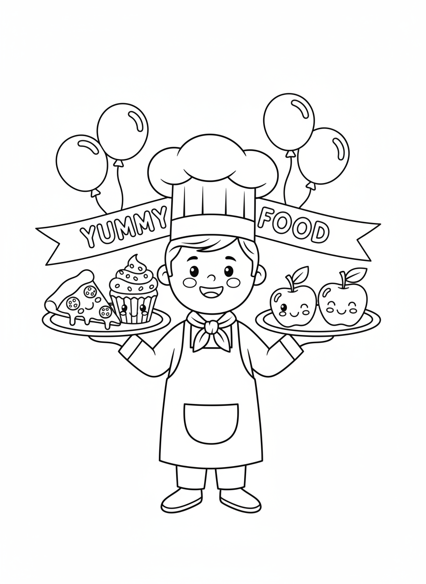 Food Festival Fun Coloring Page for Kids