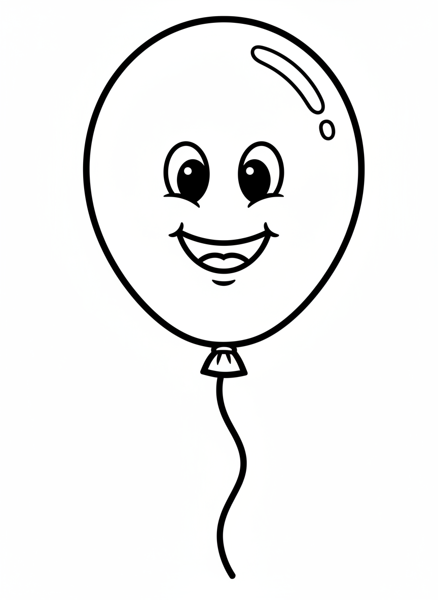 Friendly Party Balloon Coloring Page