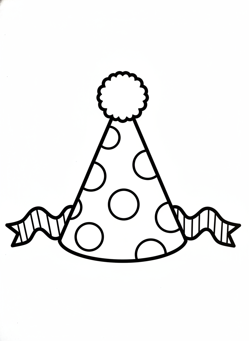 Fun Party Hat Coloring Page for Young Kids