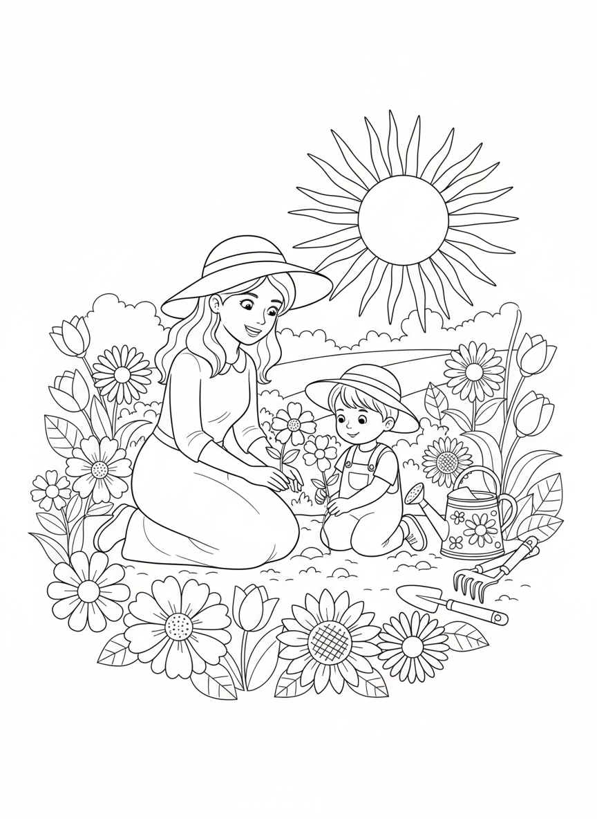 Garden Full of Love Coloring Page