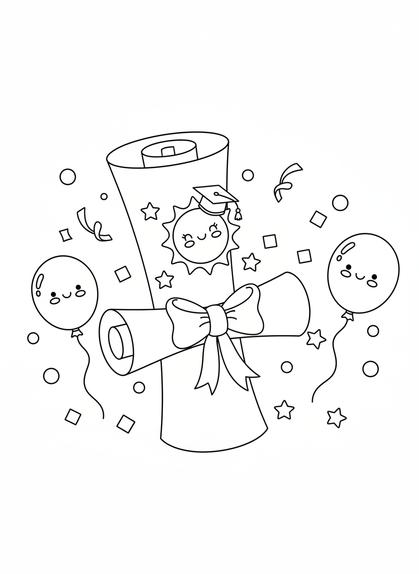 Graduation Celebration Coloring Page for Kids