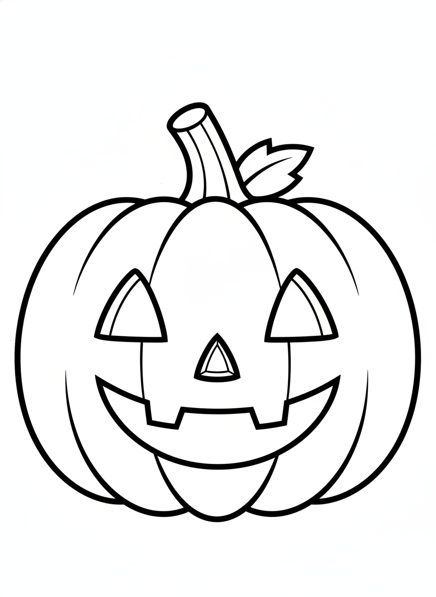 Happy Jack-o'-Lantern Kids Coloring Page