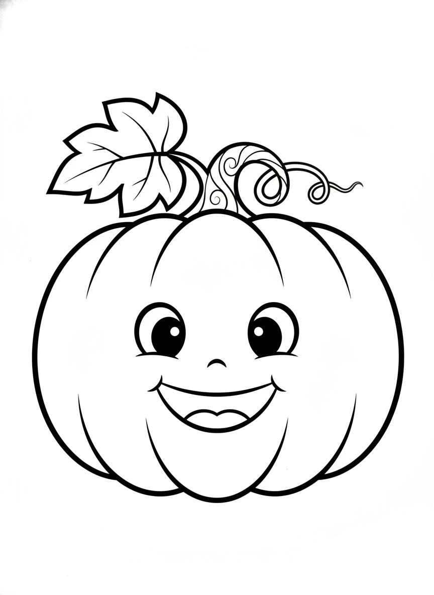 Happy Pumpkin Coloring Page for Kids