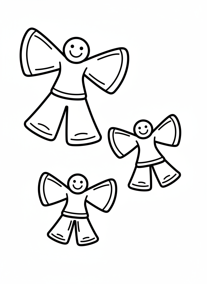 Happy Snow Angel Family Coloring Page