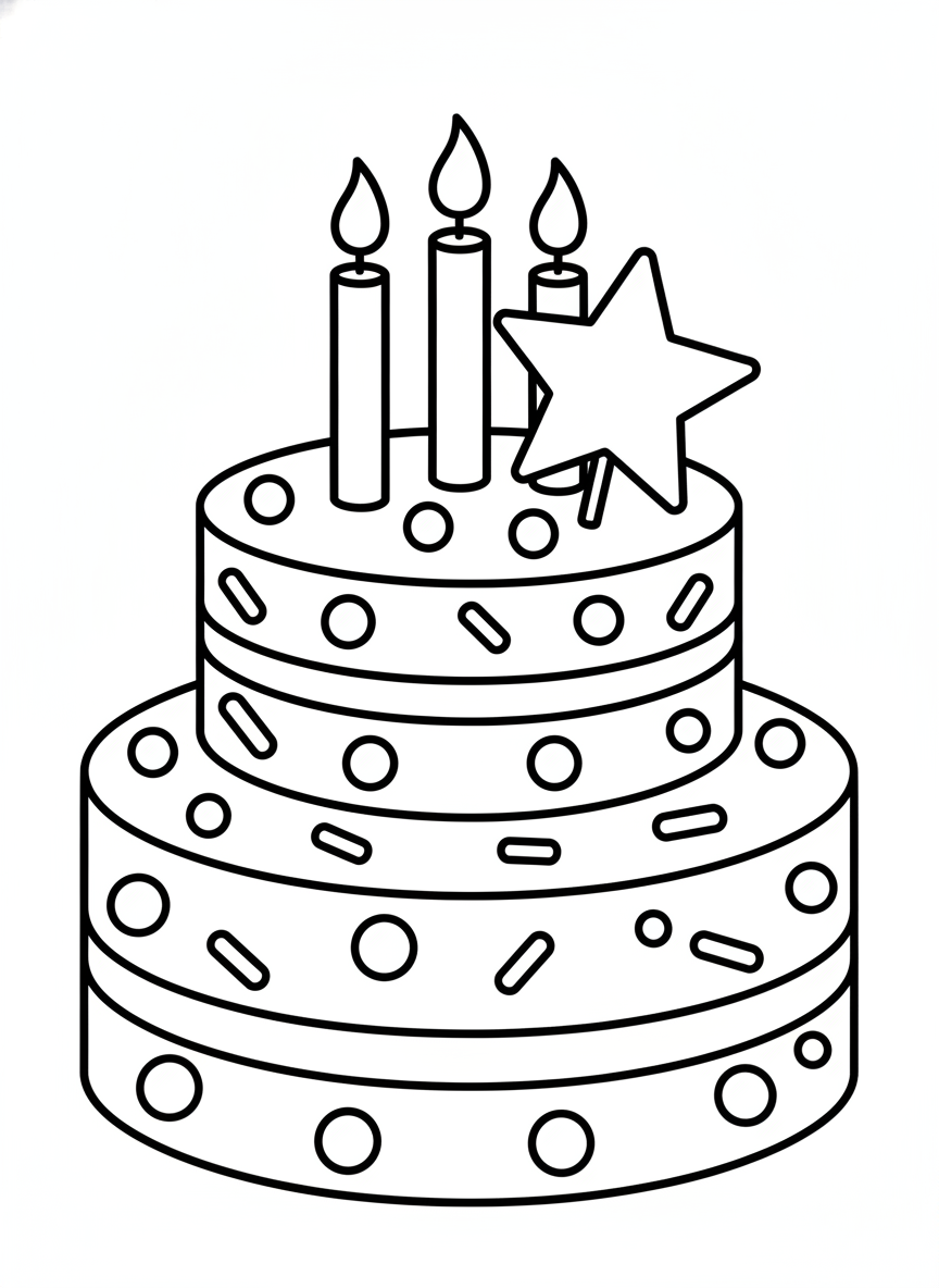 Joyful Birthday Cake Coloring Page for Kids