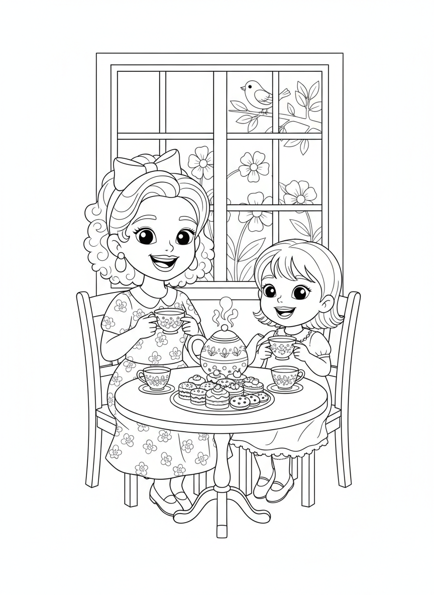 Mom's Favorite Teatime Coloring Page