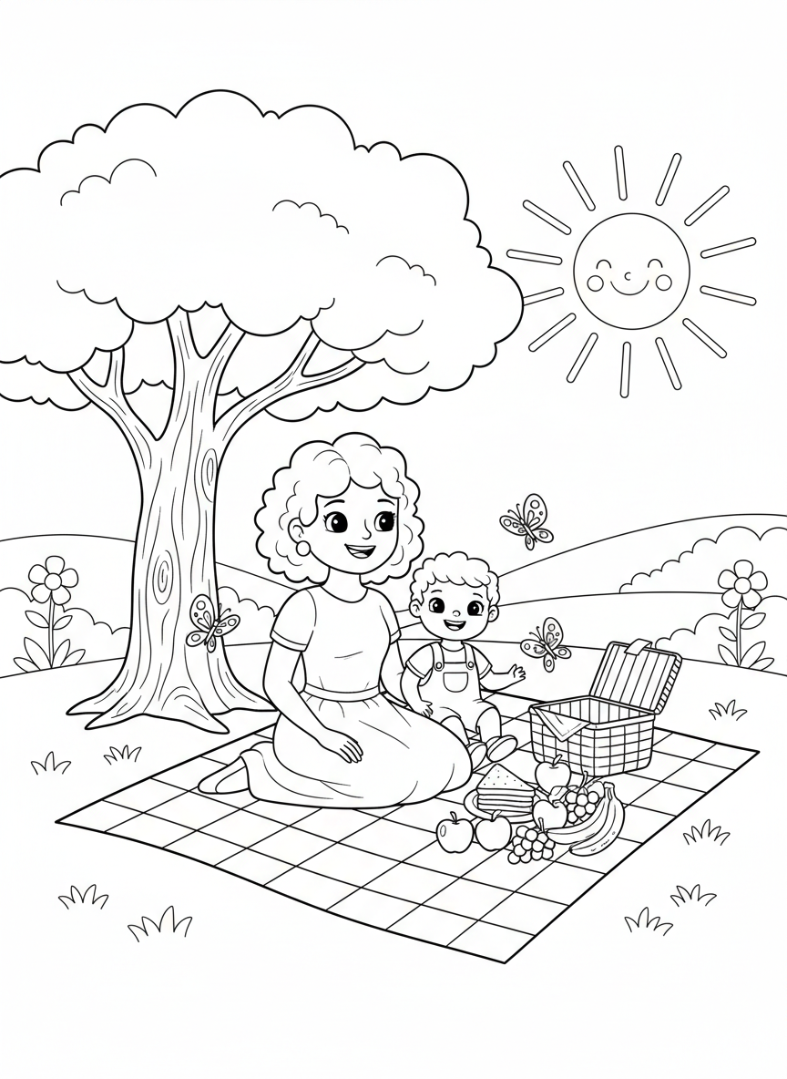 Picnic in the Park Coloring Page