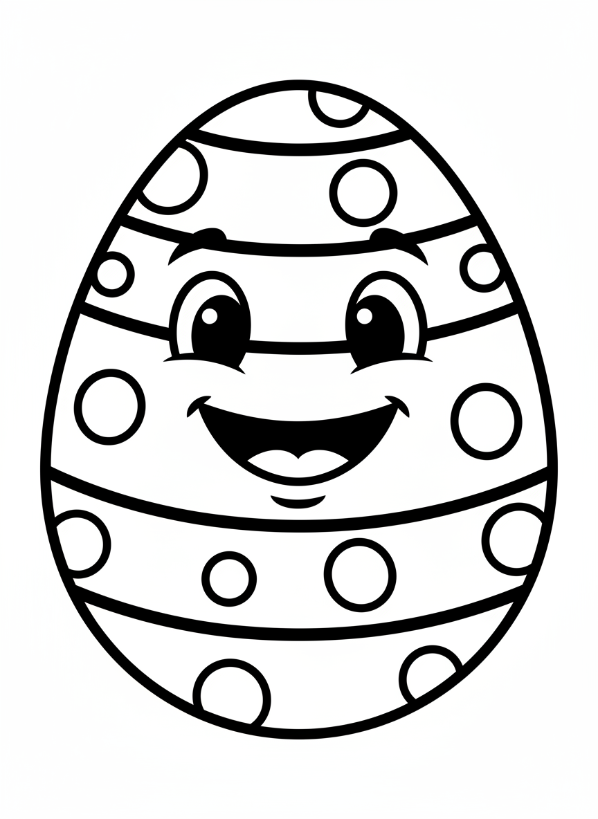 Smiling Easter Egg Coloring Page for Kids