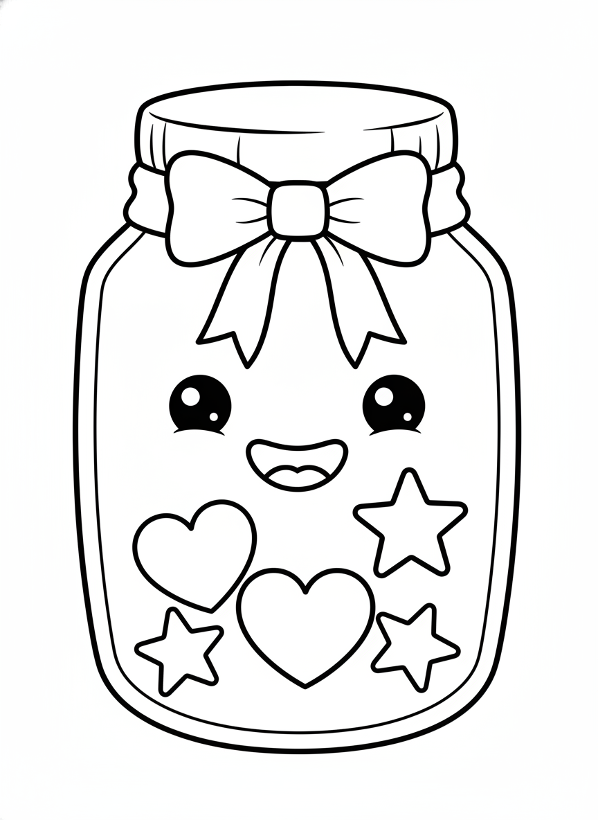 Smiling Gratitude Jar: A Fun Coloring Page for Thankful Kids