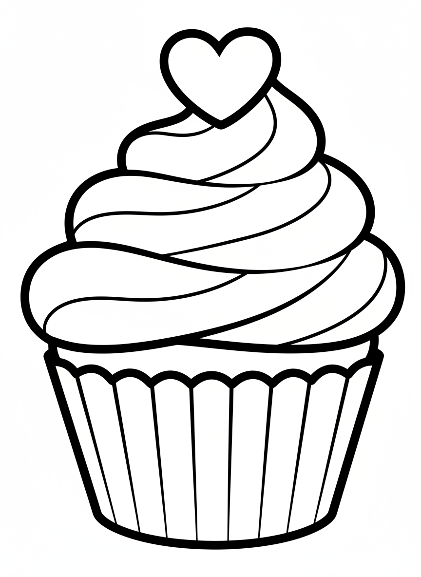 Valentine's Day Cupcake Treat Coloring Page