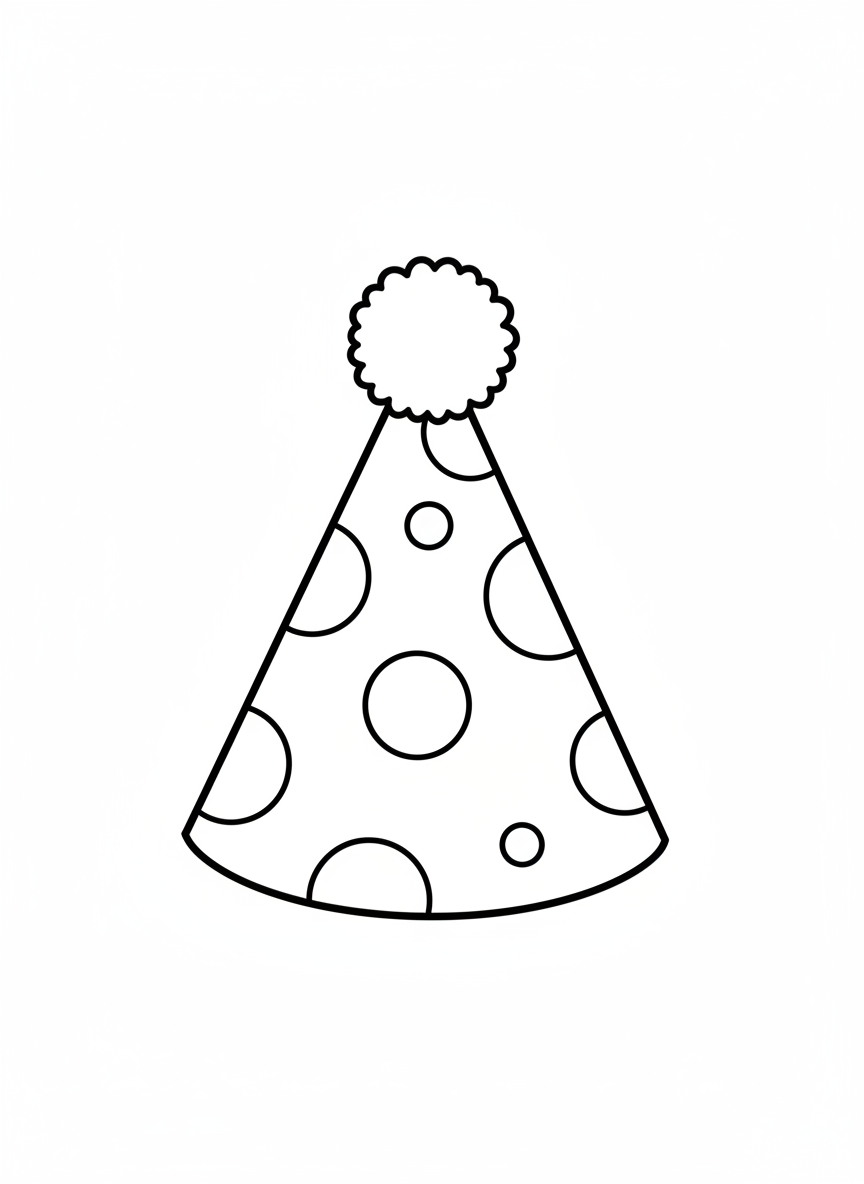 Whimsical Birthday Hat Coloring Page