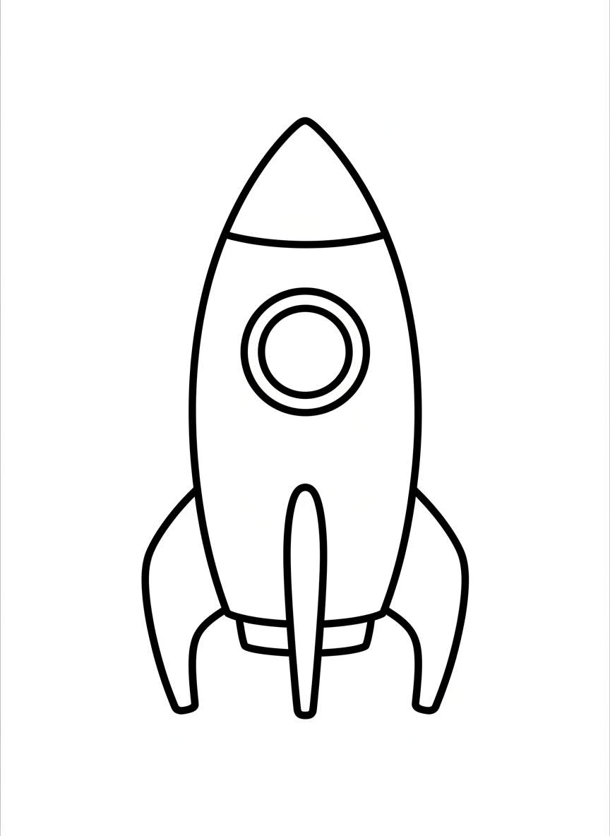 Adorable Cartoon Rocket Ship Coloring Page for Kids