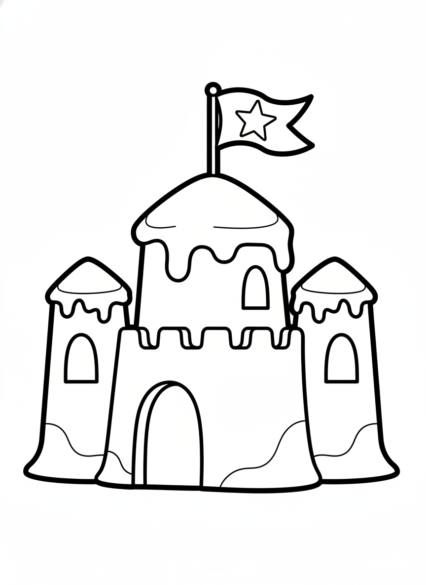 Adorable Sandcastle Fun: Easy Coloring Page for Young Kids