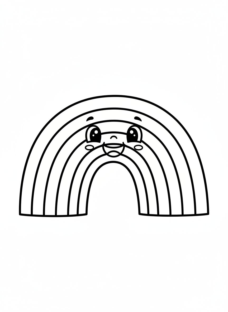 Cheerful Rainbow Coloring Page for Kids
