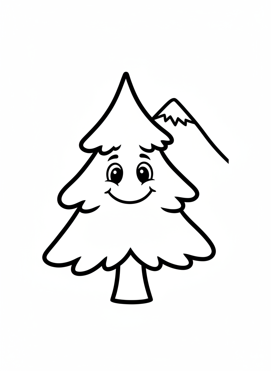 Cute Pine Tree Coloring Page for Kids