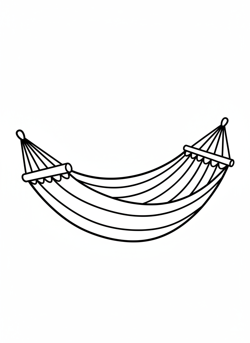 Easy Rainbow Hammock Coloring Page for Kids
