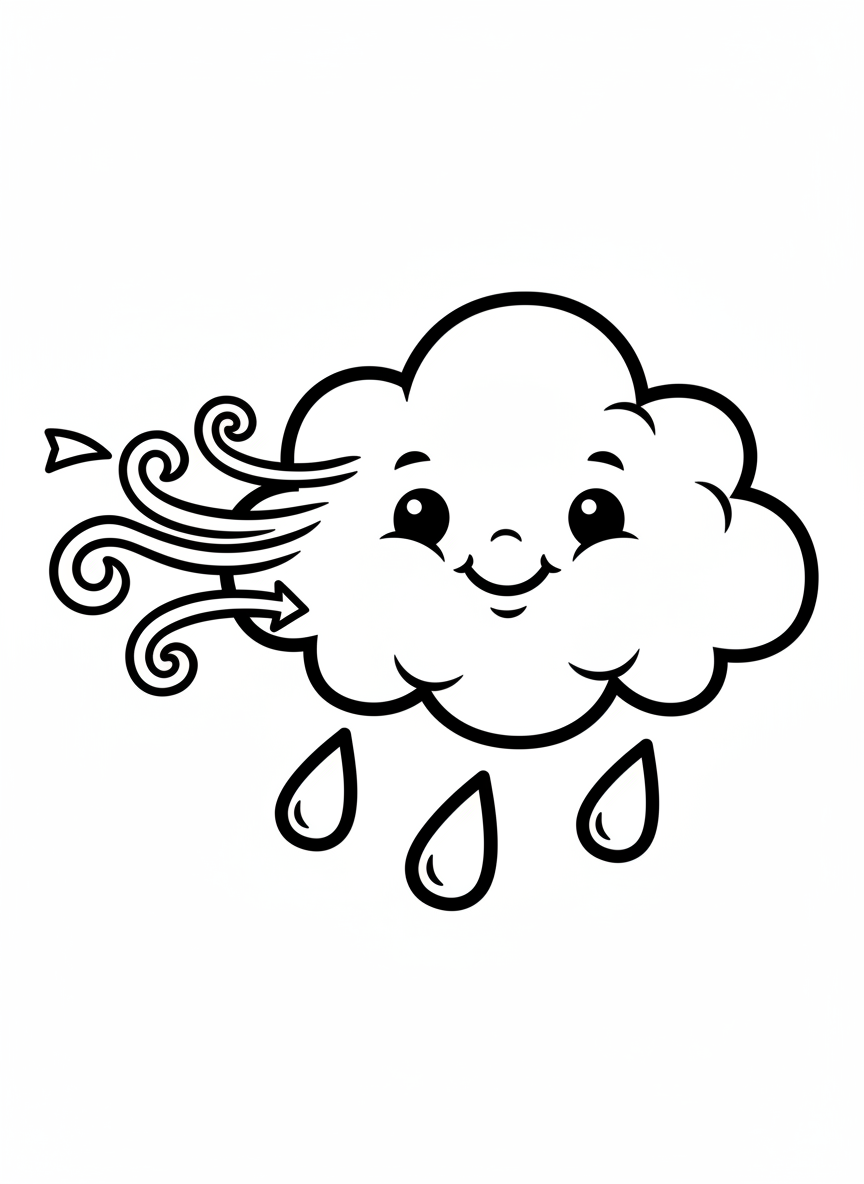 Friendly Cloud Coloring Page for Kids