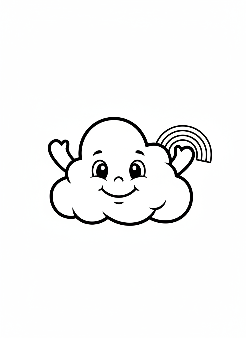 Friendly Cloud with Rainbow Coloring Page