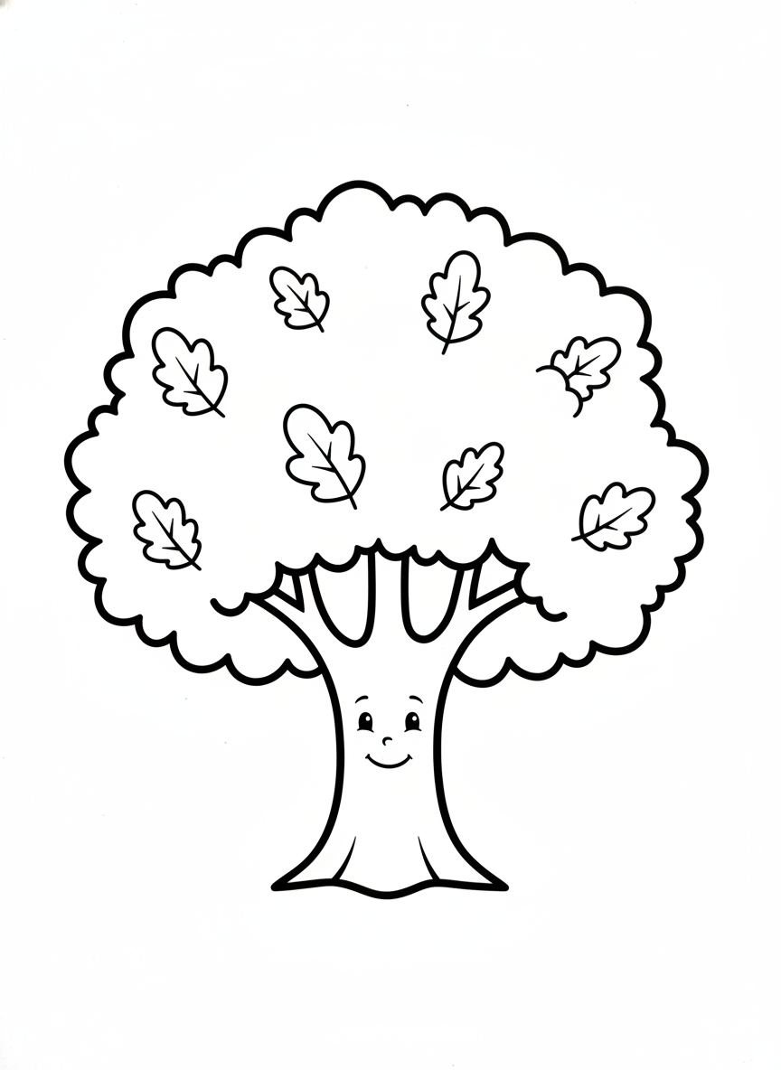 兒童友善橡樹著色頁