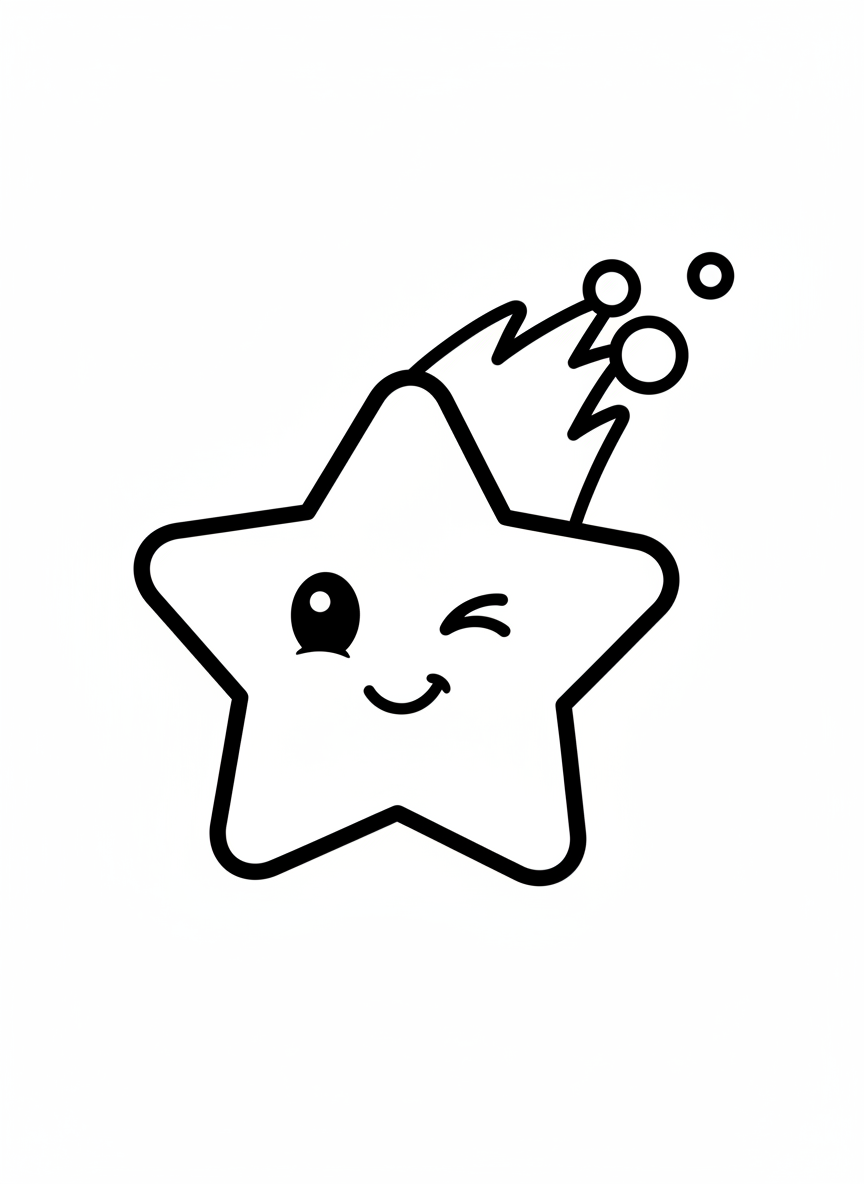 Friendly Winking Star Coloring Page for Kids