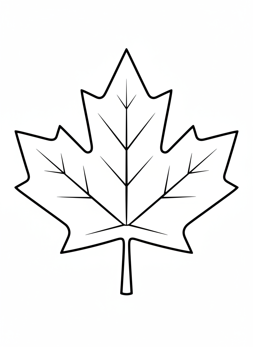 Simple Maple Leaf Coloring Page for Kids