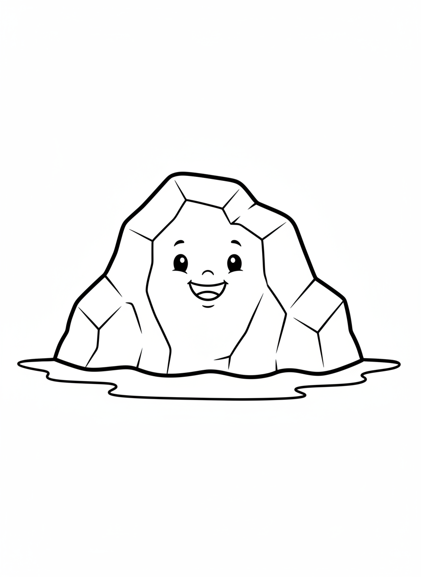 Smiling Iceberg Coloring Page for Kids