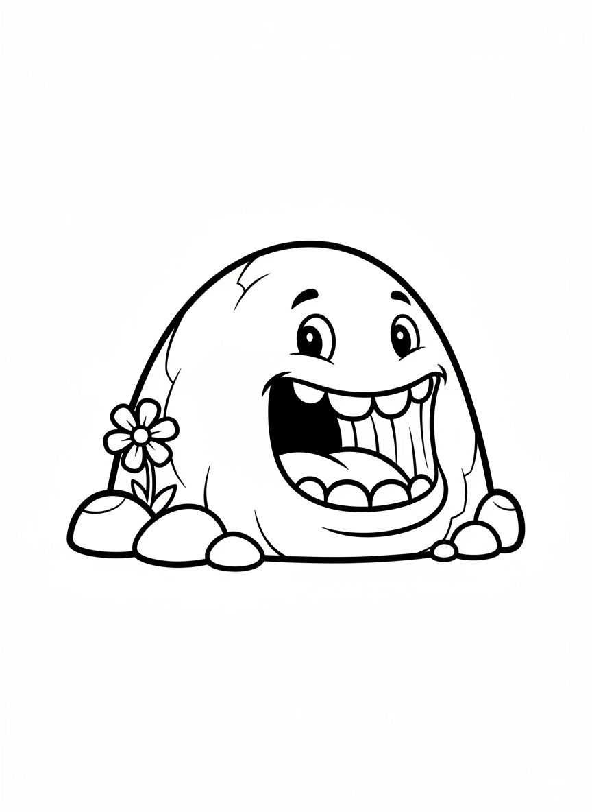 Smiling Mountain Cave Coloring Page for Kids