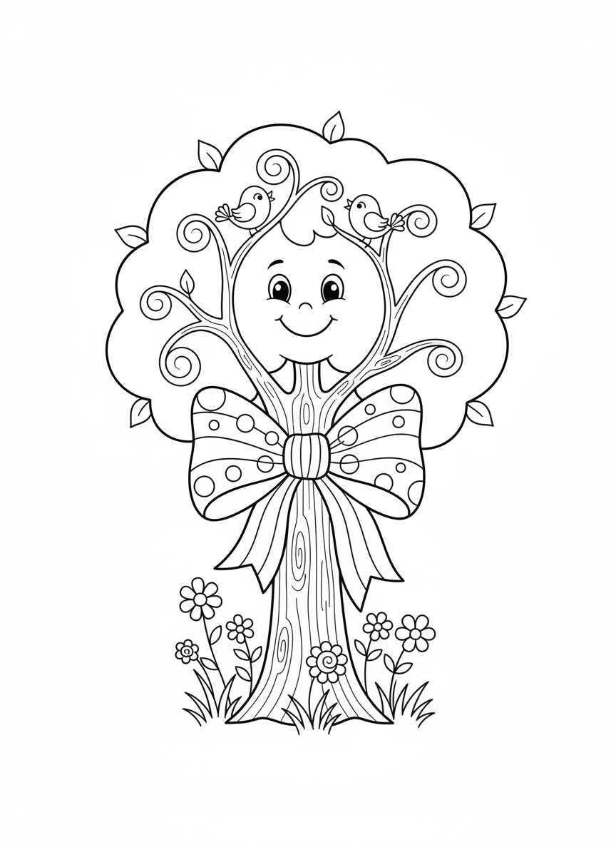 Whimsical Forest Tree with Bow