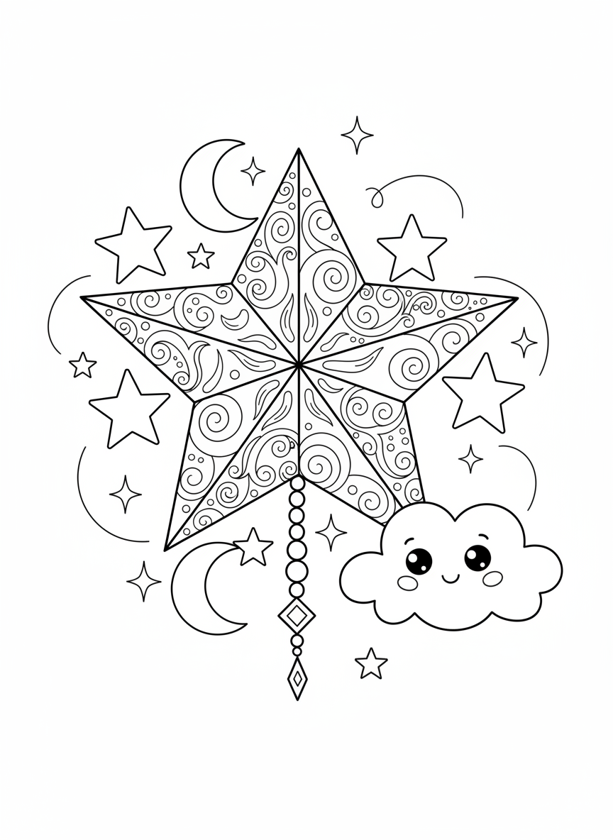 Whimsical Star Lantern Night Sky