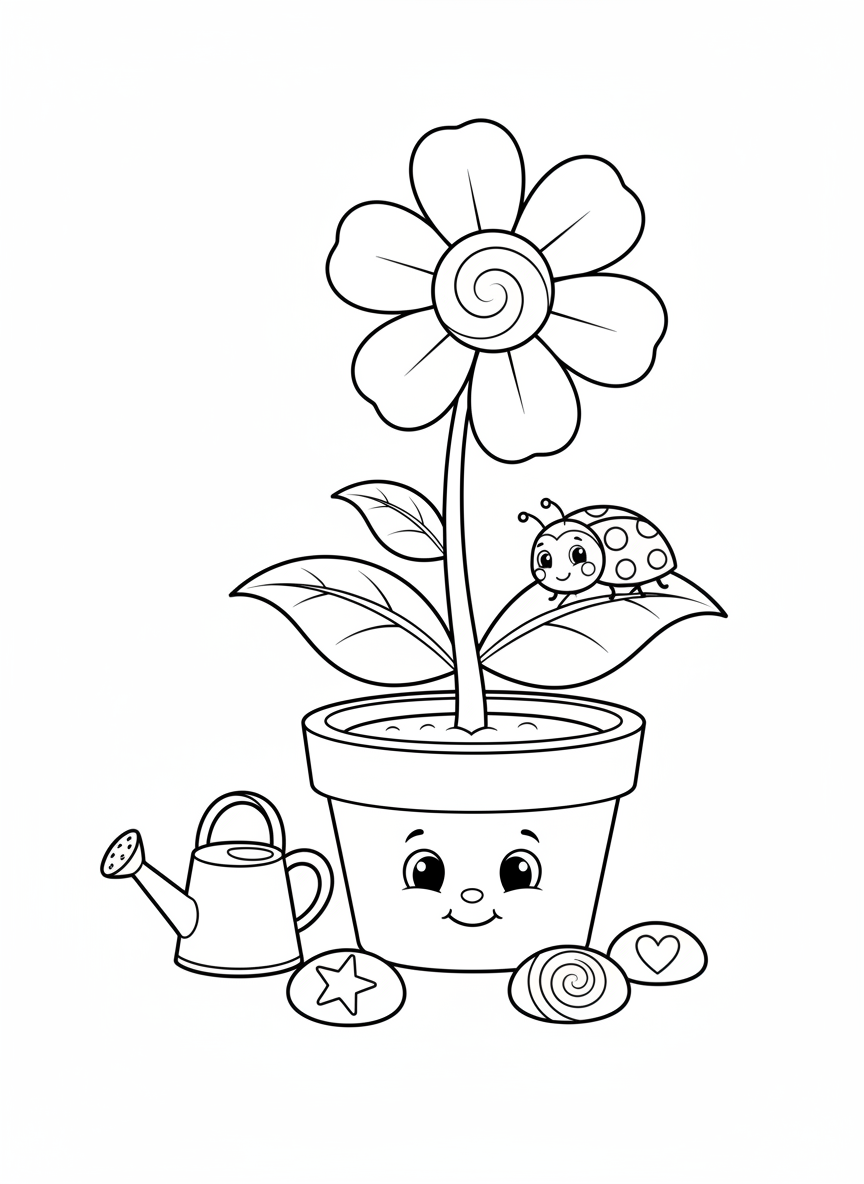 Charming Mini Garden Coloring Page for Kids