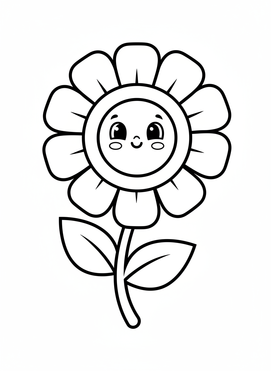 Cute Rainbow Flower Coloring Page for Kids