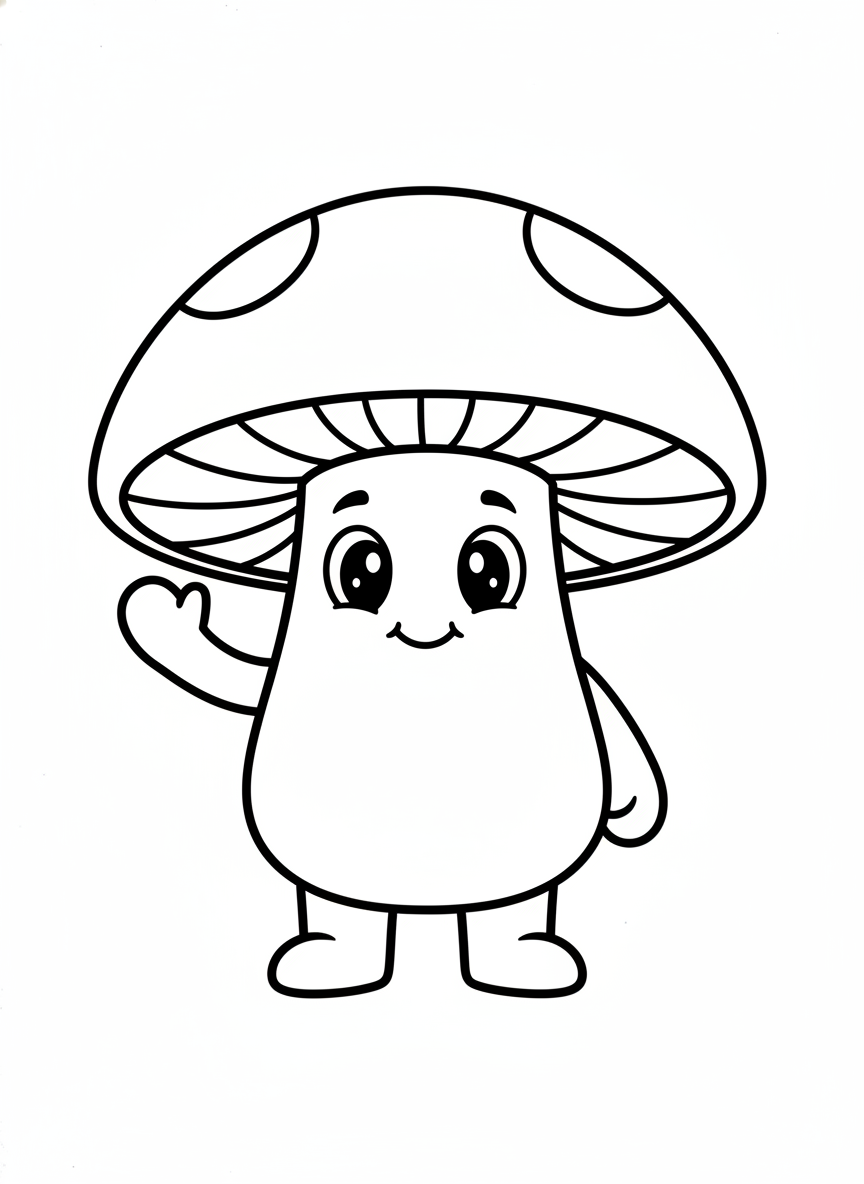 Friendly Mushroom Person Coloring Page for Kids