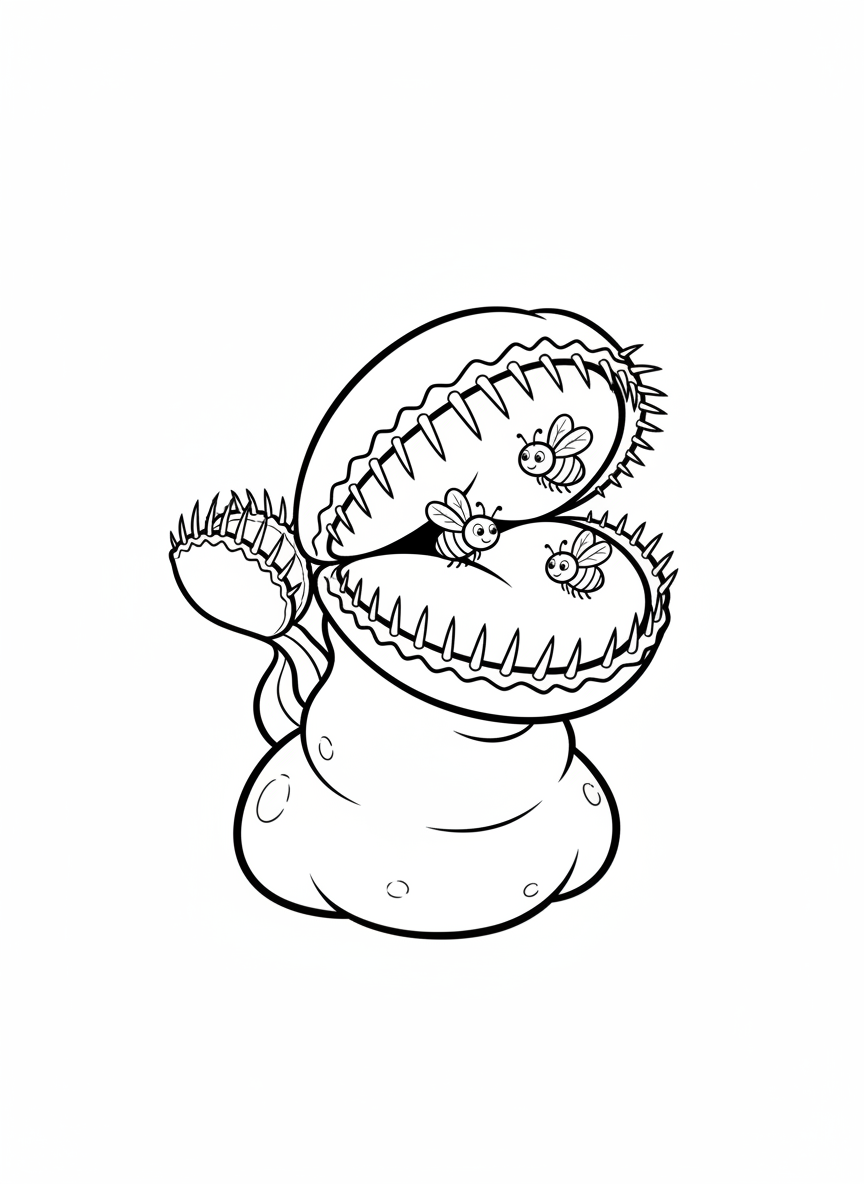 Friendly Venus Flytrap Coloring Page