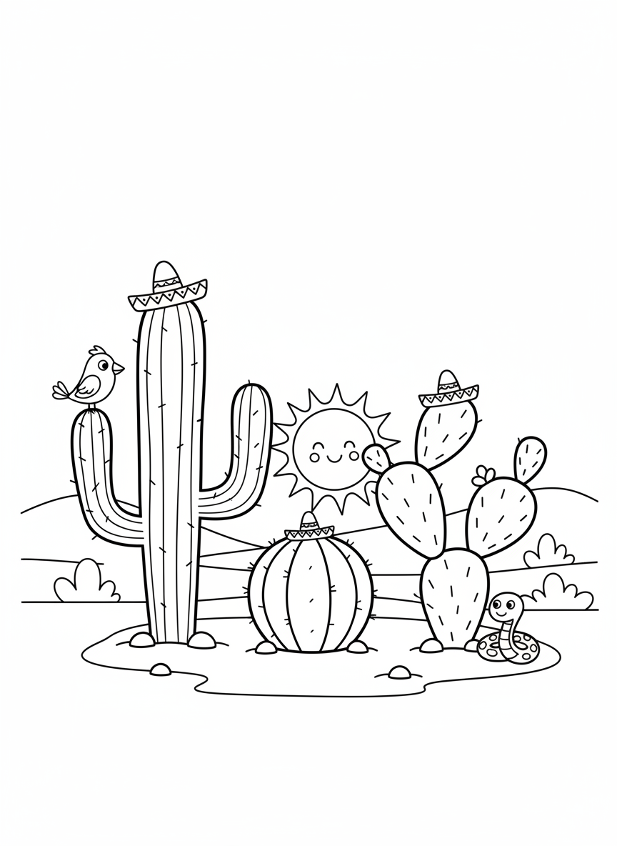 Playful Desert Cactus Scene for Kids