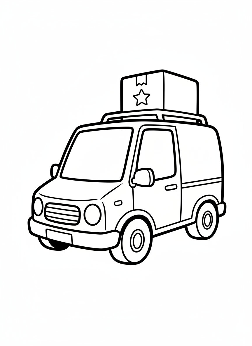 Bouncing Green Delivery Van Coloring Page
